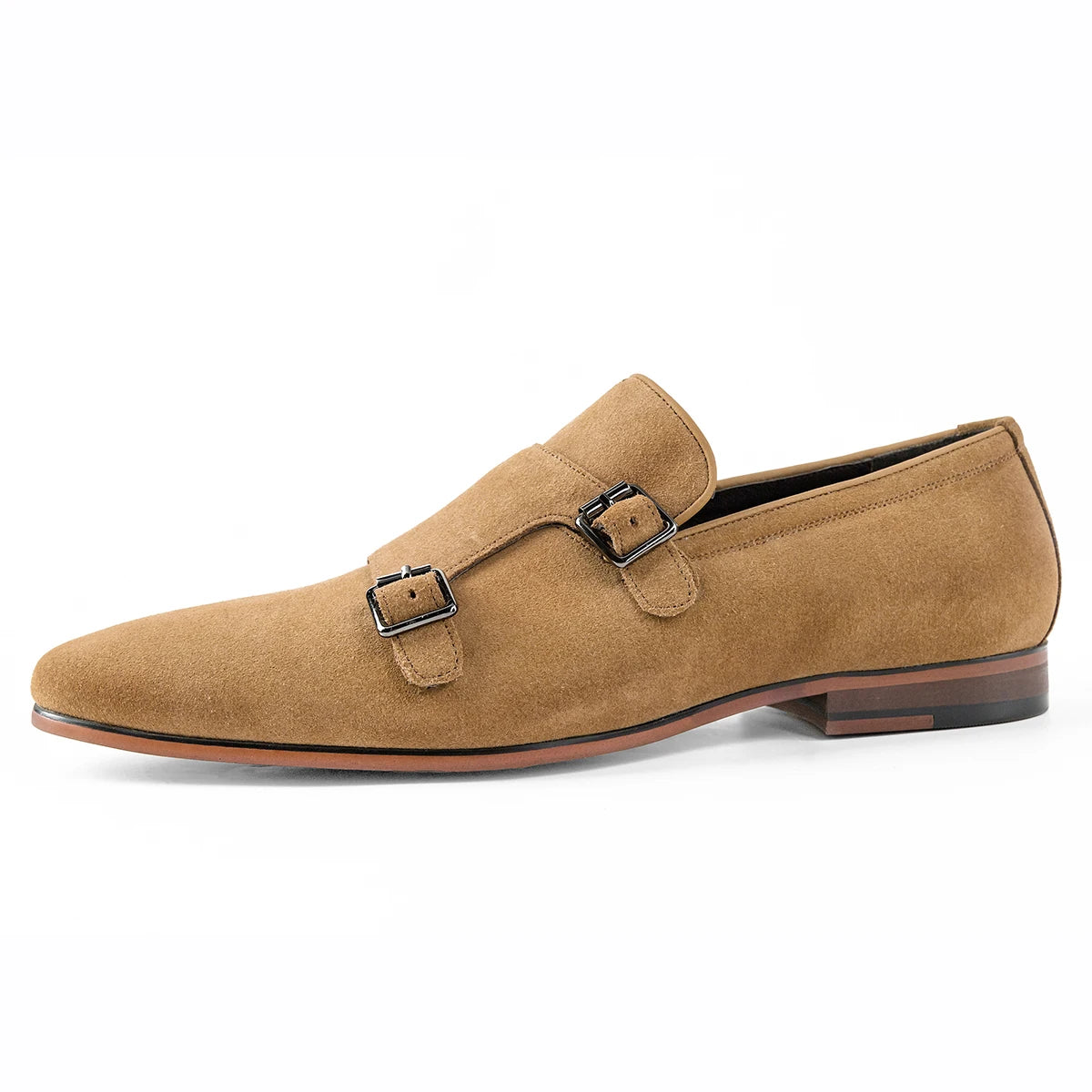 Sabbia suede double monk strap camel