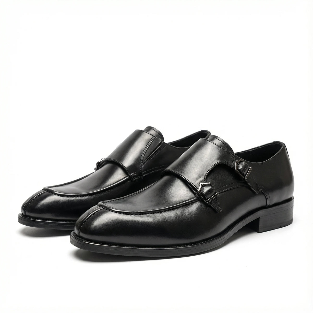Handcrafted altiere double monk strap black