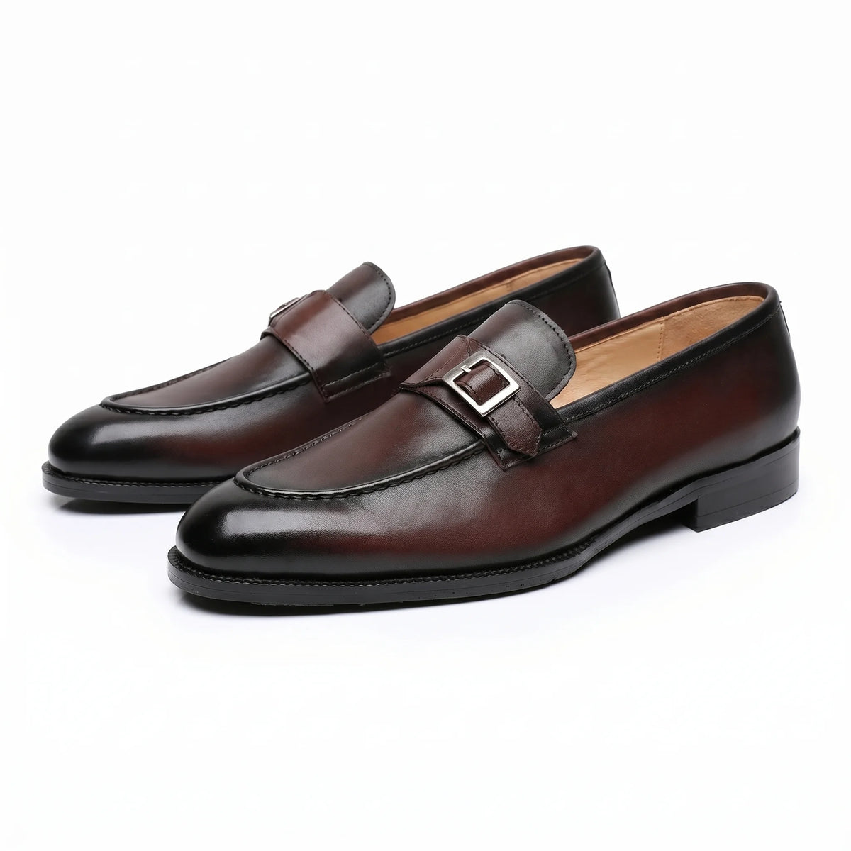Santoro monk strap loafer cognac brown