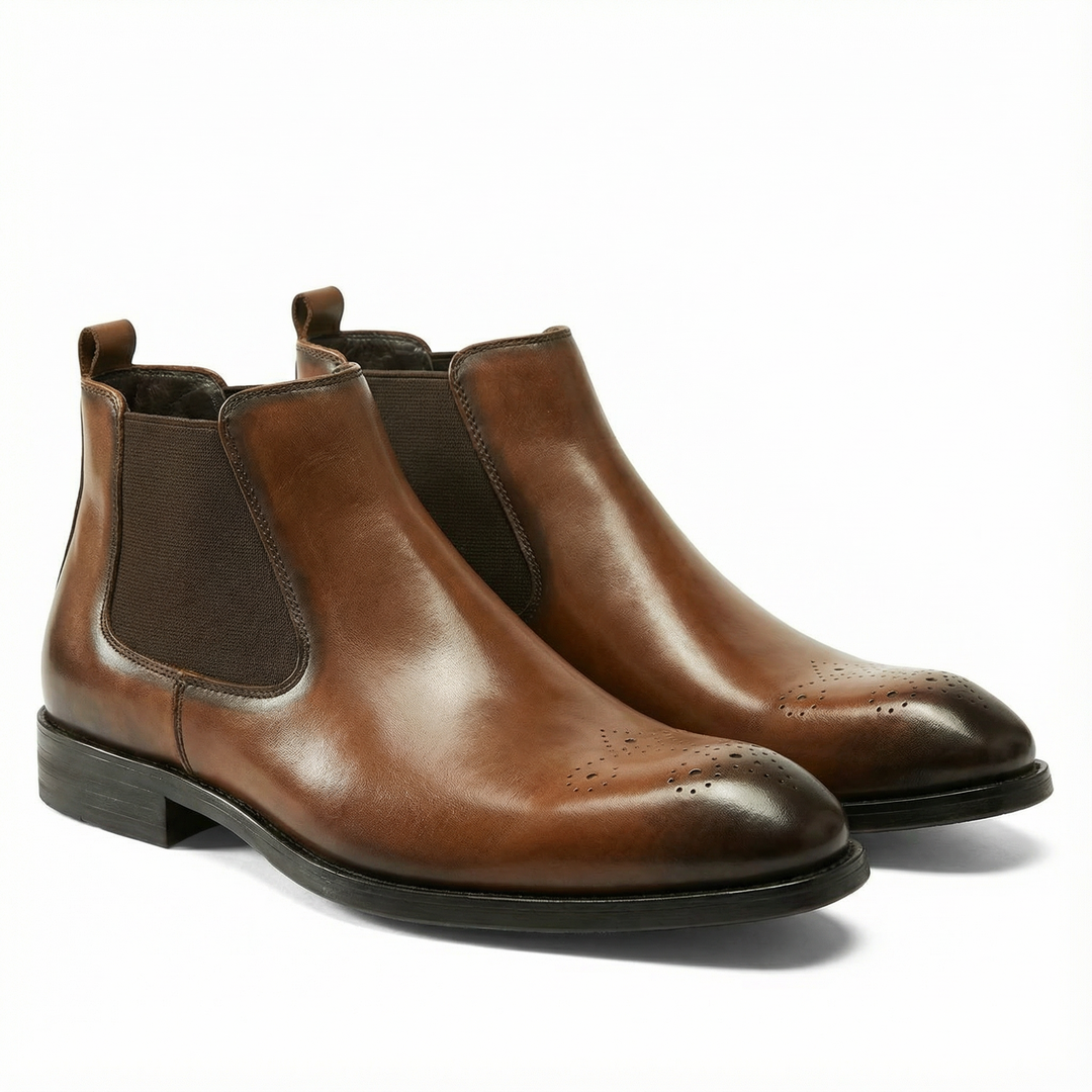 Handcrafted Stonemere Chelsea Brogue Boot - Brown