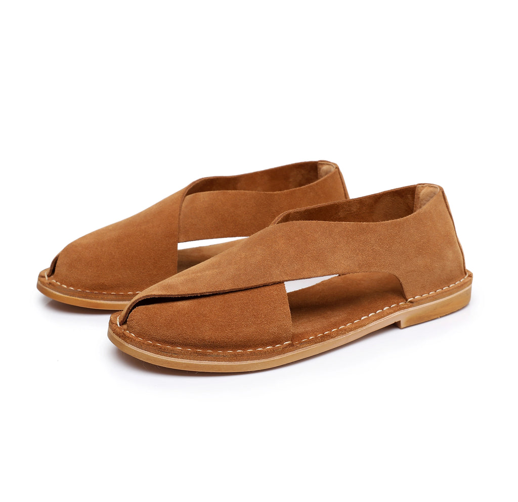 Santorini Cross-Strap Sandal - Caramel