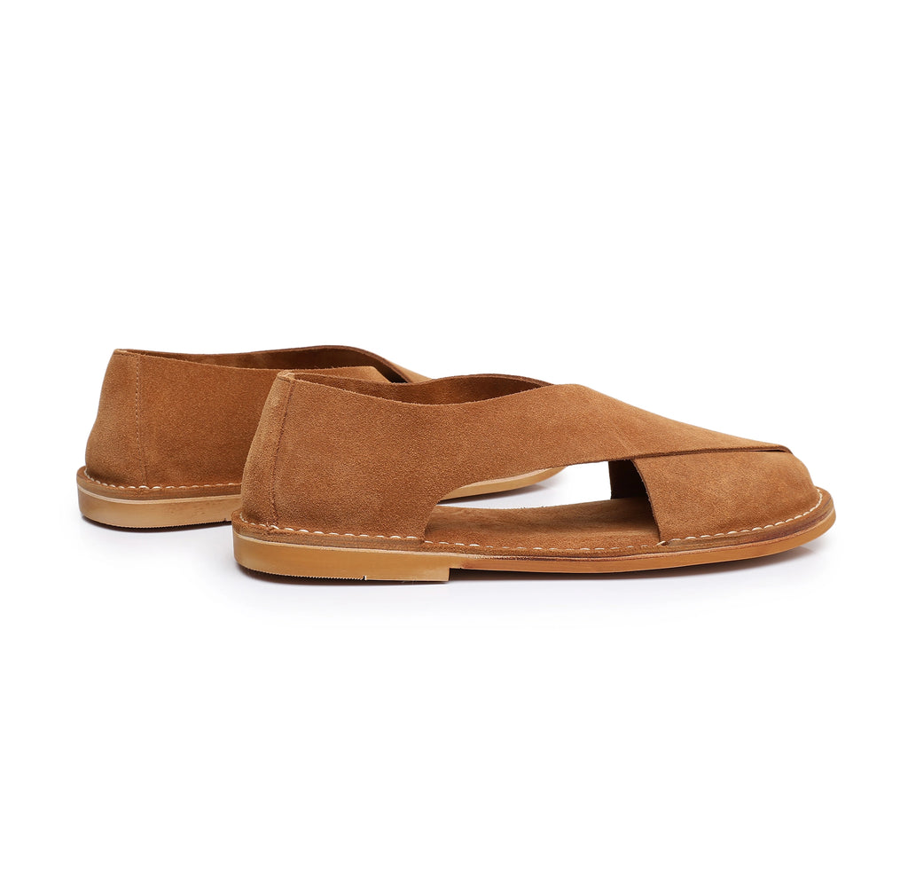 Santorini Cross-Strap Sandal - Caramel