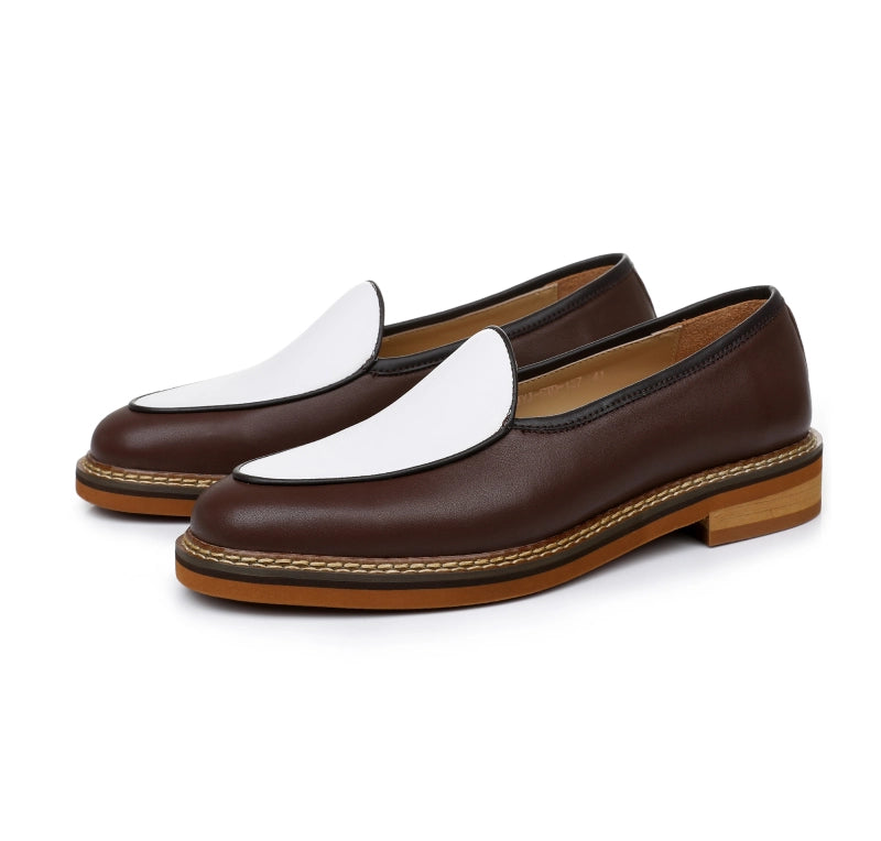 Scultore Belgian Loafer - Coffee and White