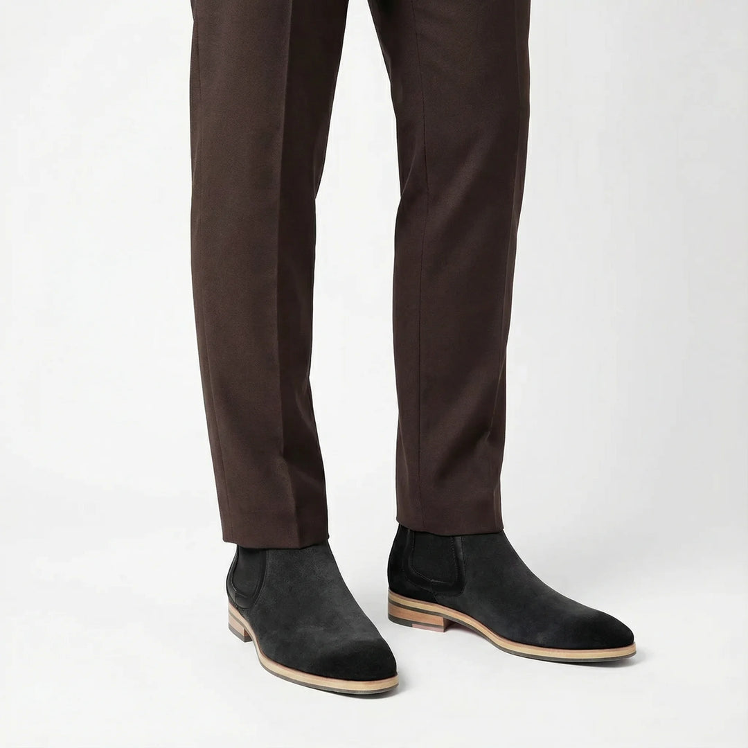 Handcrafted Delorme Suede Chelsea Boot - Black