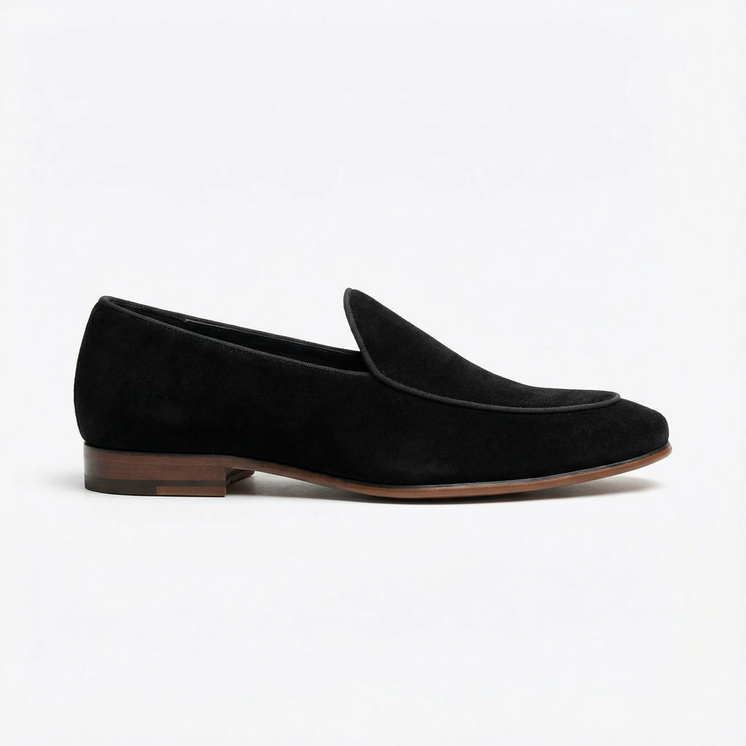 Handcrafted Suede Leather Corvelli Loafers - Black