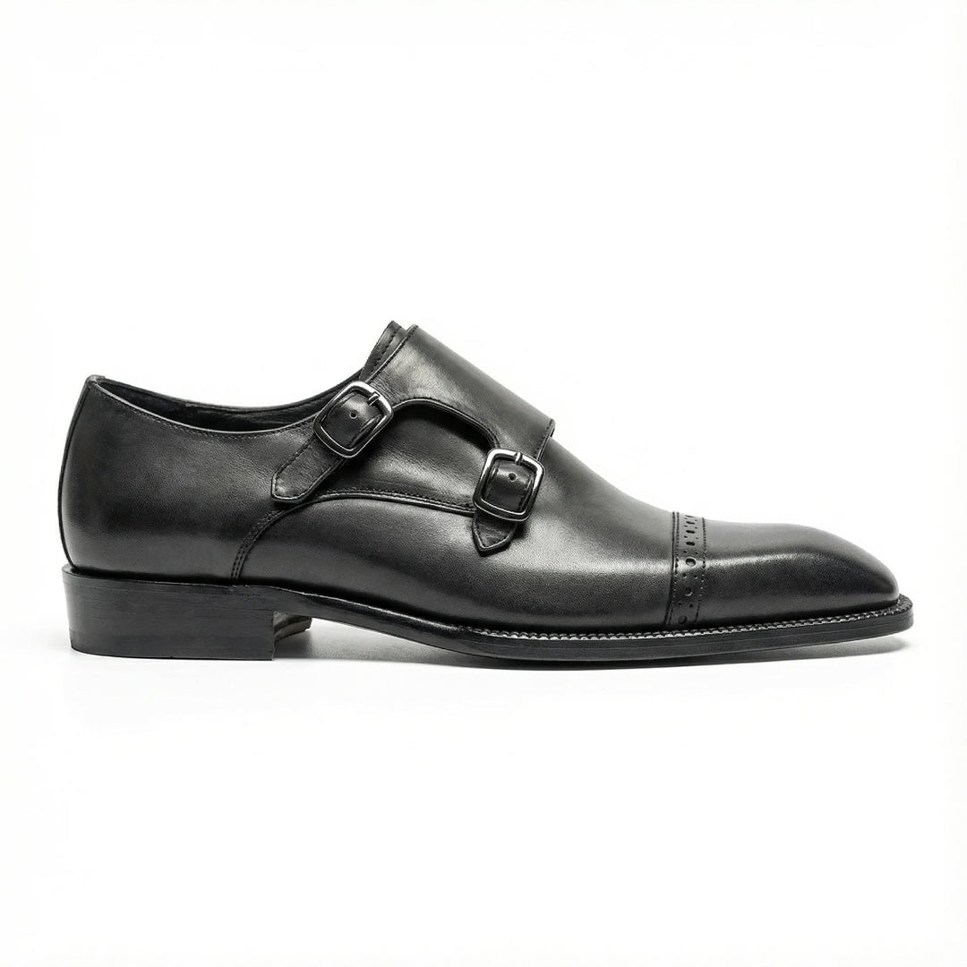 Handcrafted Silven Double Monk Strap - Grey