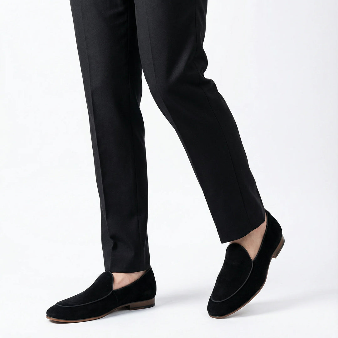 Handcrafted Suede Leather Corvelli Loafers - Black