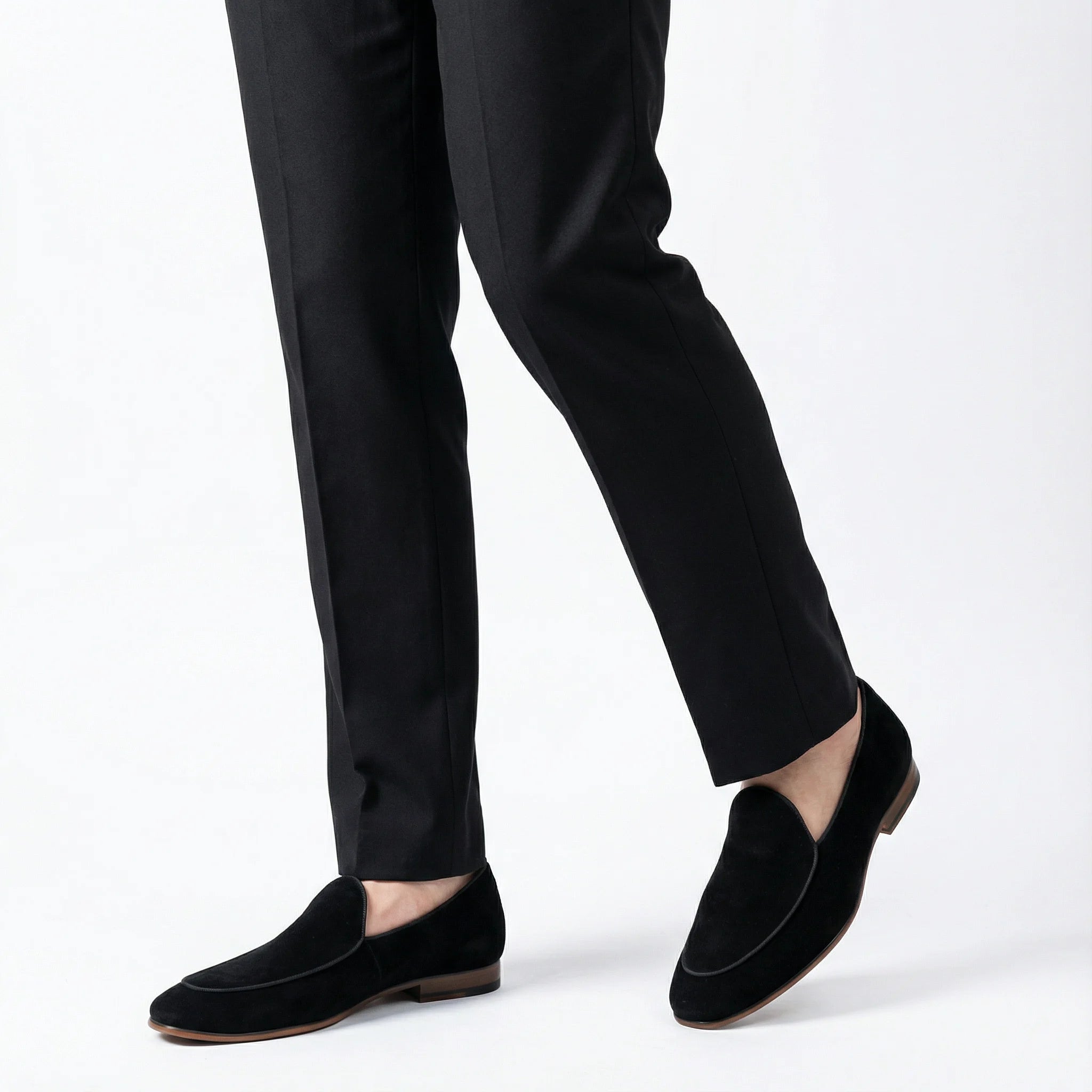 outfit men black suede loafer
