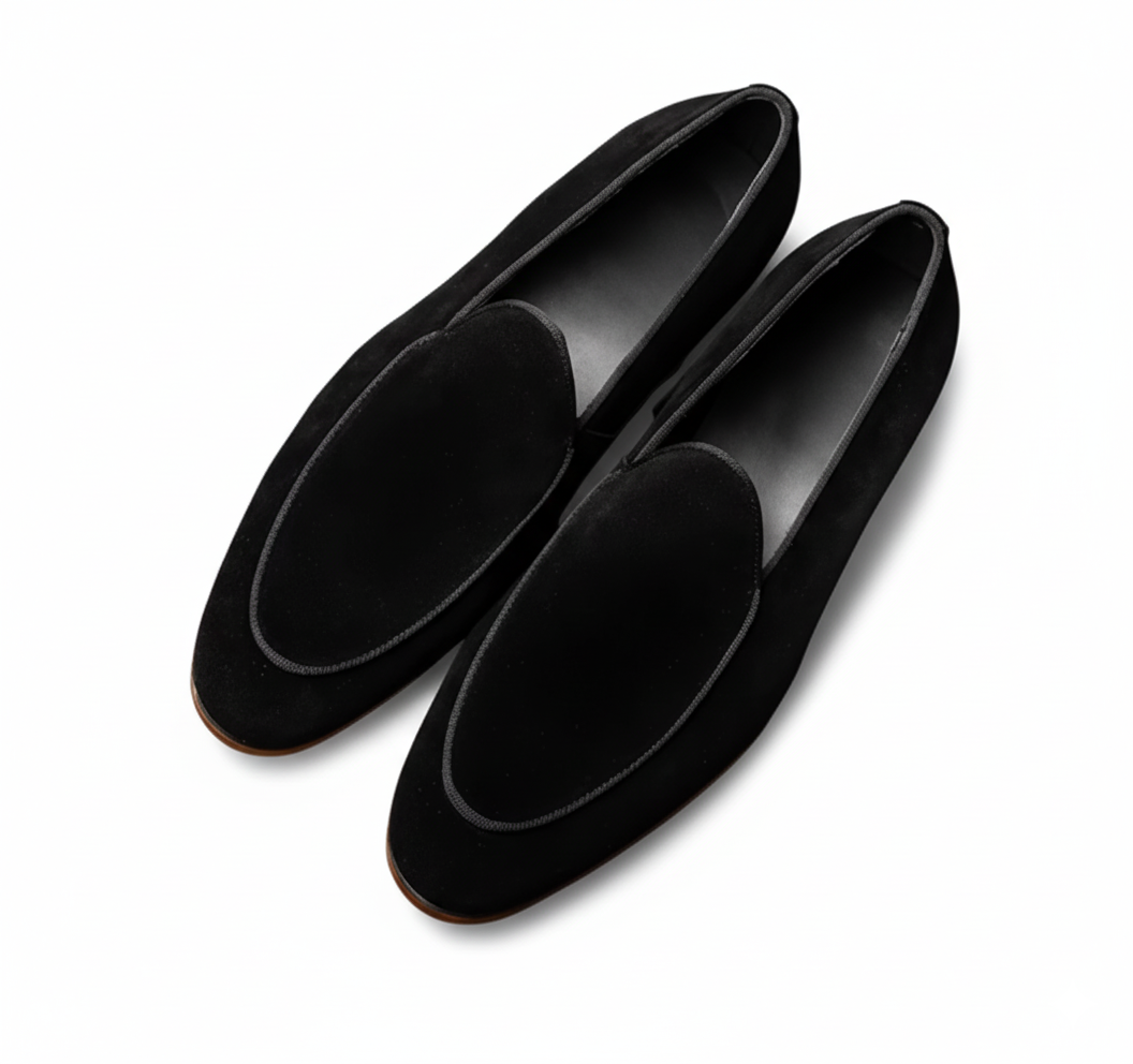 Handcrafted Suede Leather Corvelli Loafers - Black