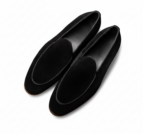 Handcrafted Suede Leather Corvelli Loafers - Black