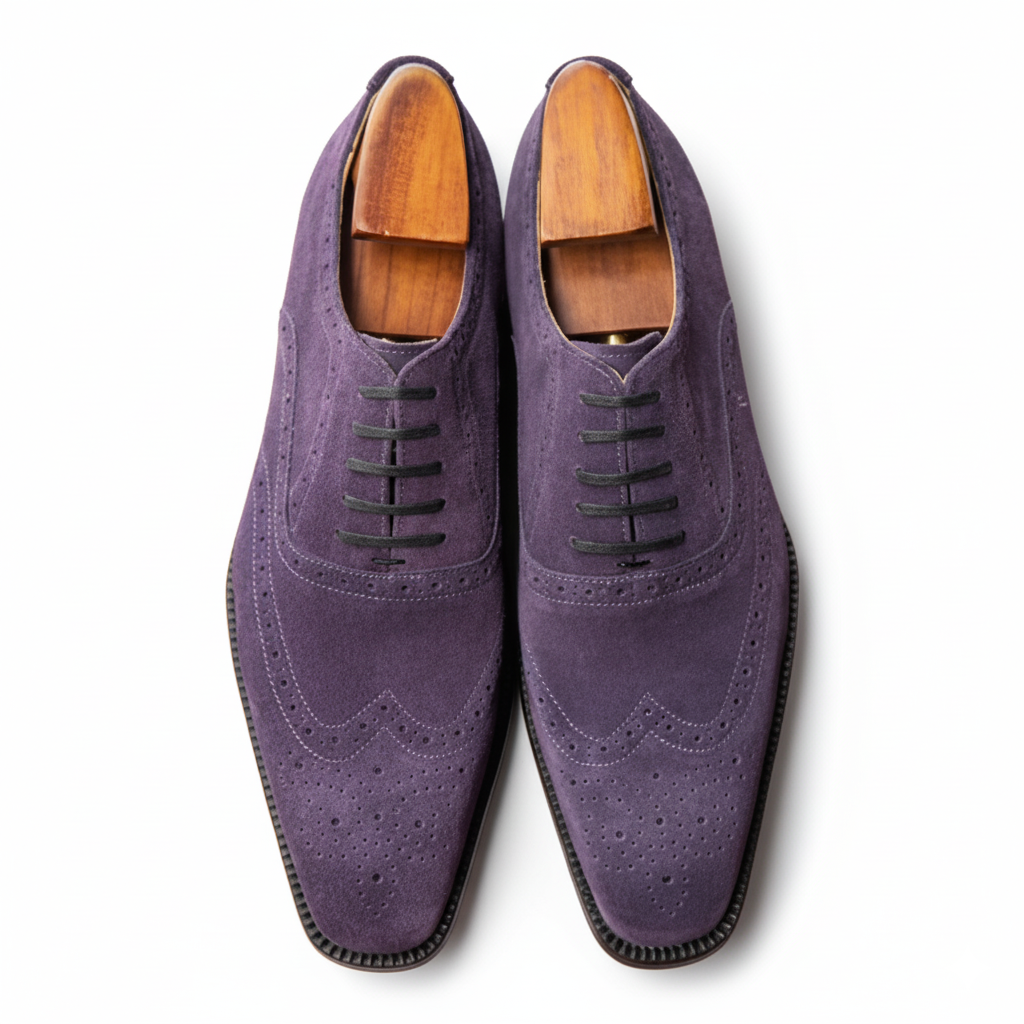Handcrafted Suede Macellinni Oxford - Purple