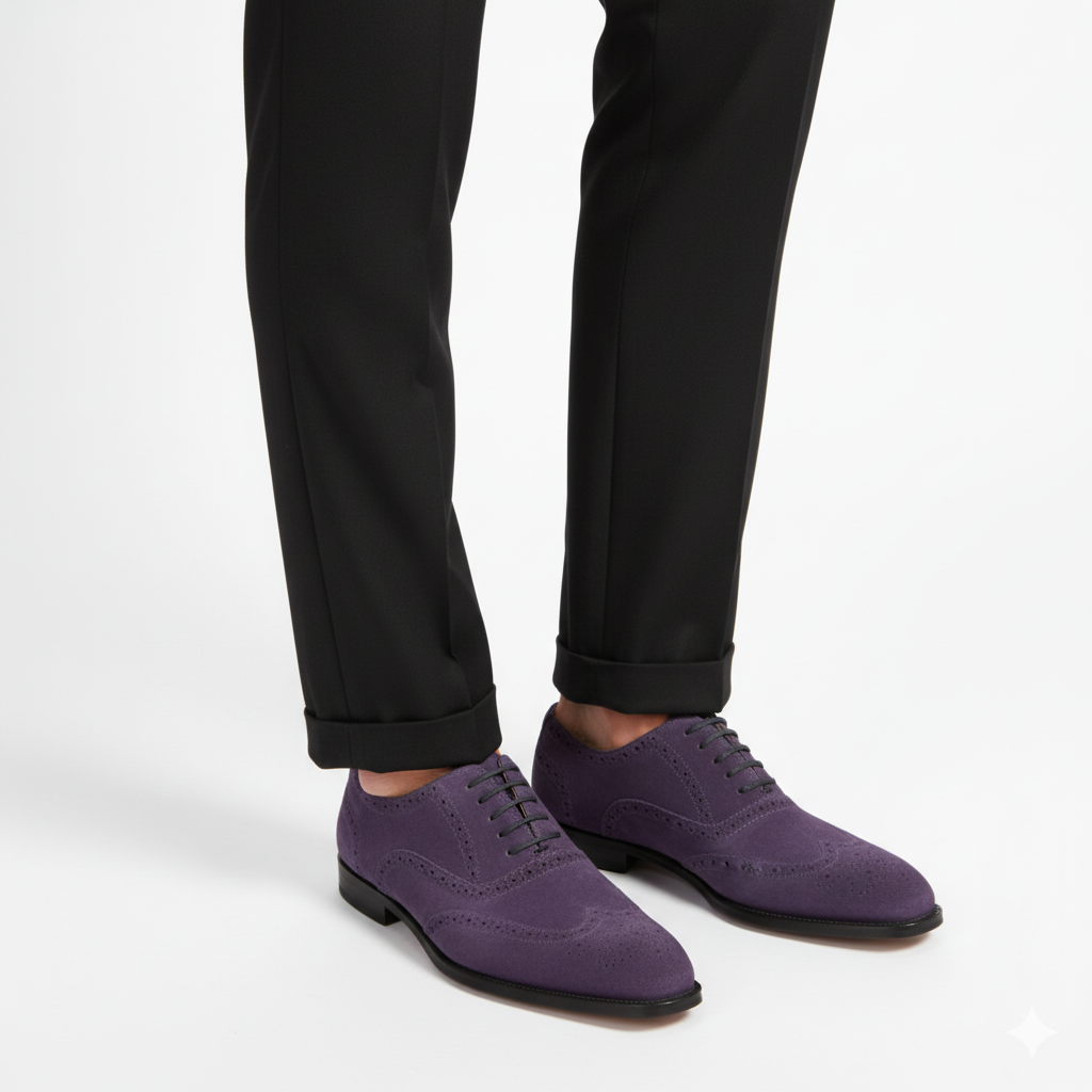 Handcrafted Suede Macellinni Oxford - Purple