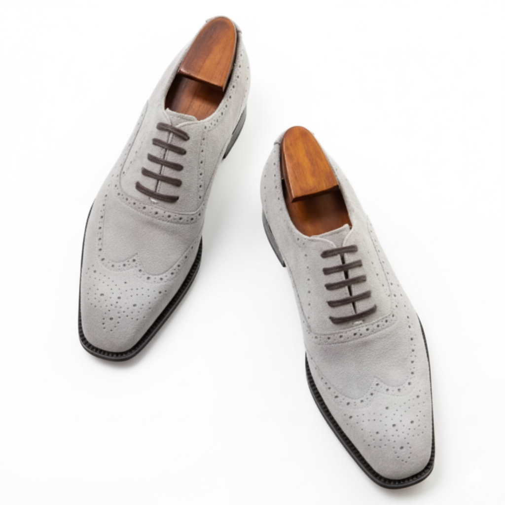 Handcrafted Suede Macellinni Oxford - Gray