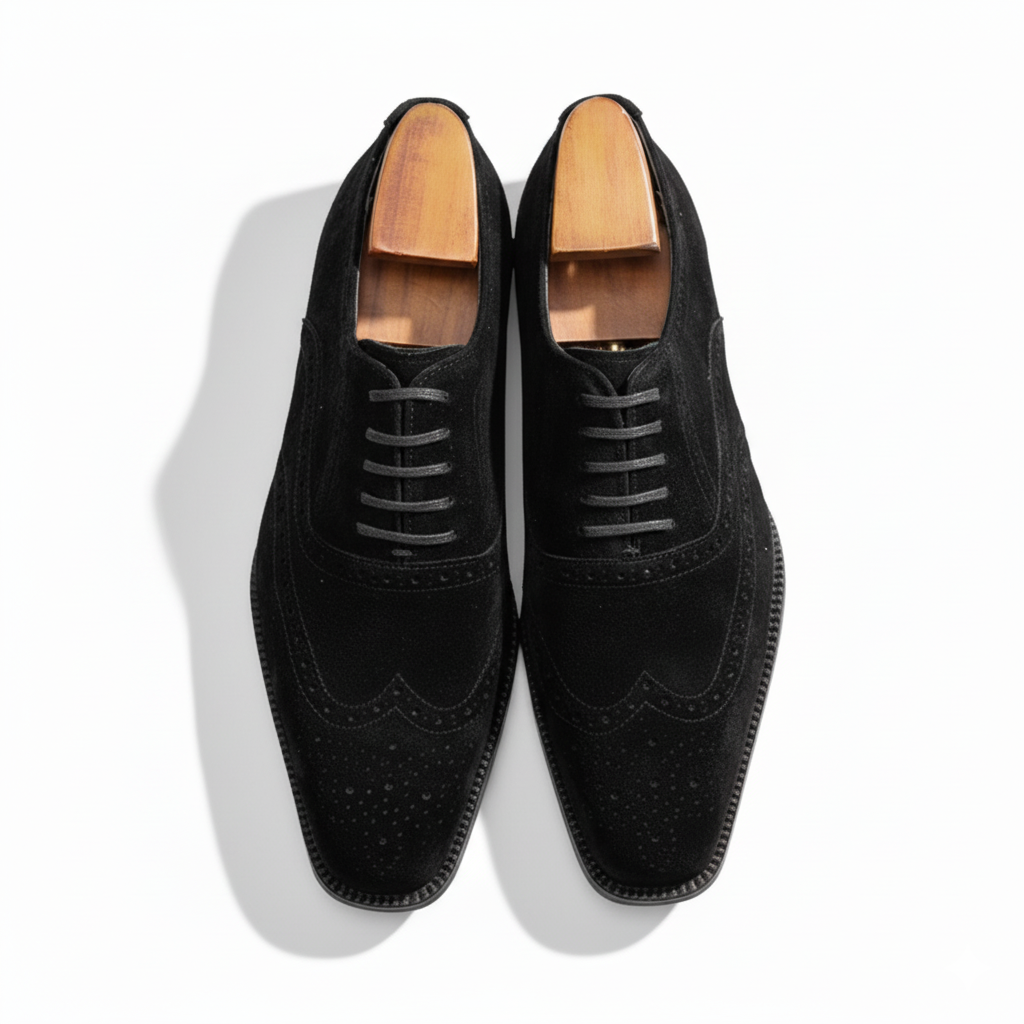 Handcrafted Suede Macellinni Oxford - Black