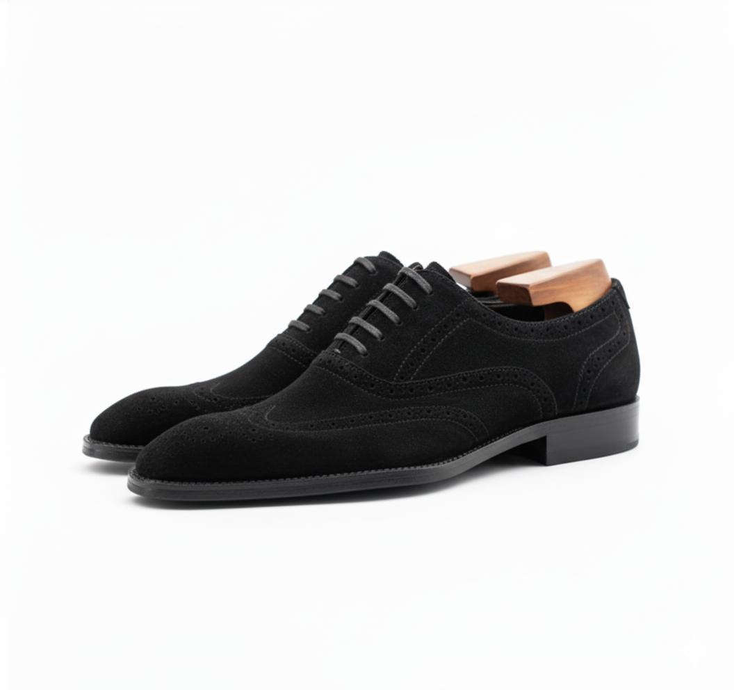 Handcrafted Suede Macellinni Oxford - Black