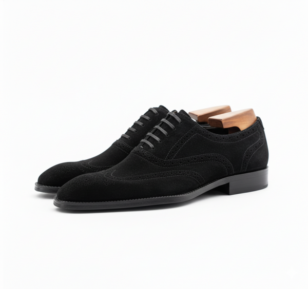 Handcrafted Suede Macellinni Oxford - Black