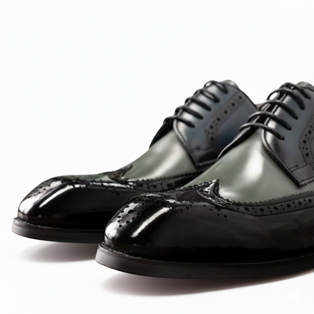 Handcrafted Venturo Brogue Derby - Black and Grey