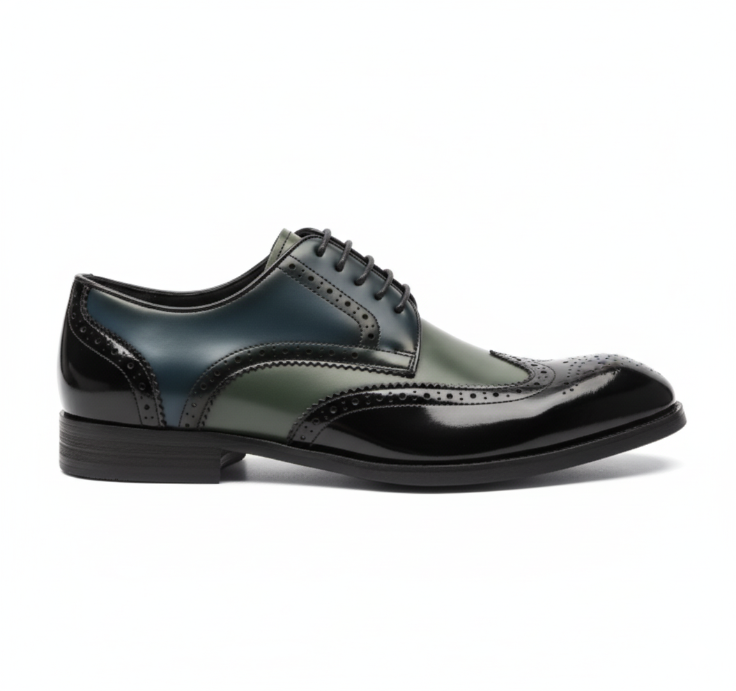 Handcrafted Venturo Brogue Derby - Black and Grey