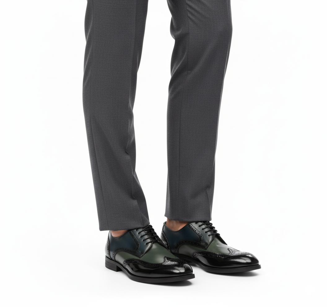 Handcrafted Venturo Brogue Derby - Black and Grey