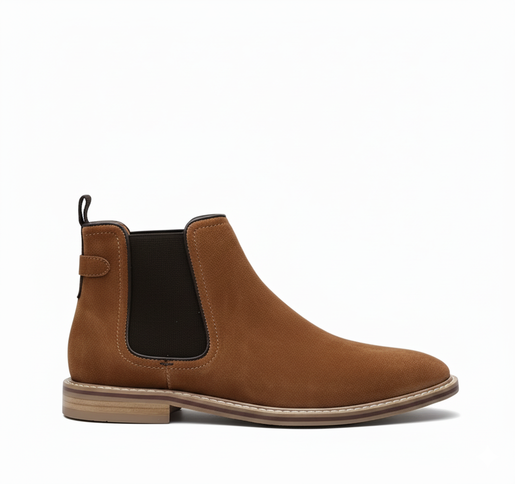 Handmade Suede Cambridge Chelsea Boot - Coffee