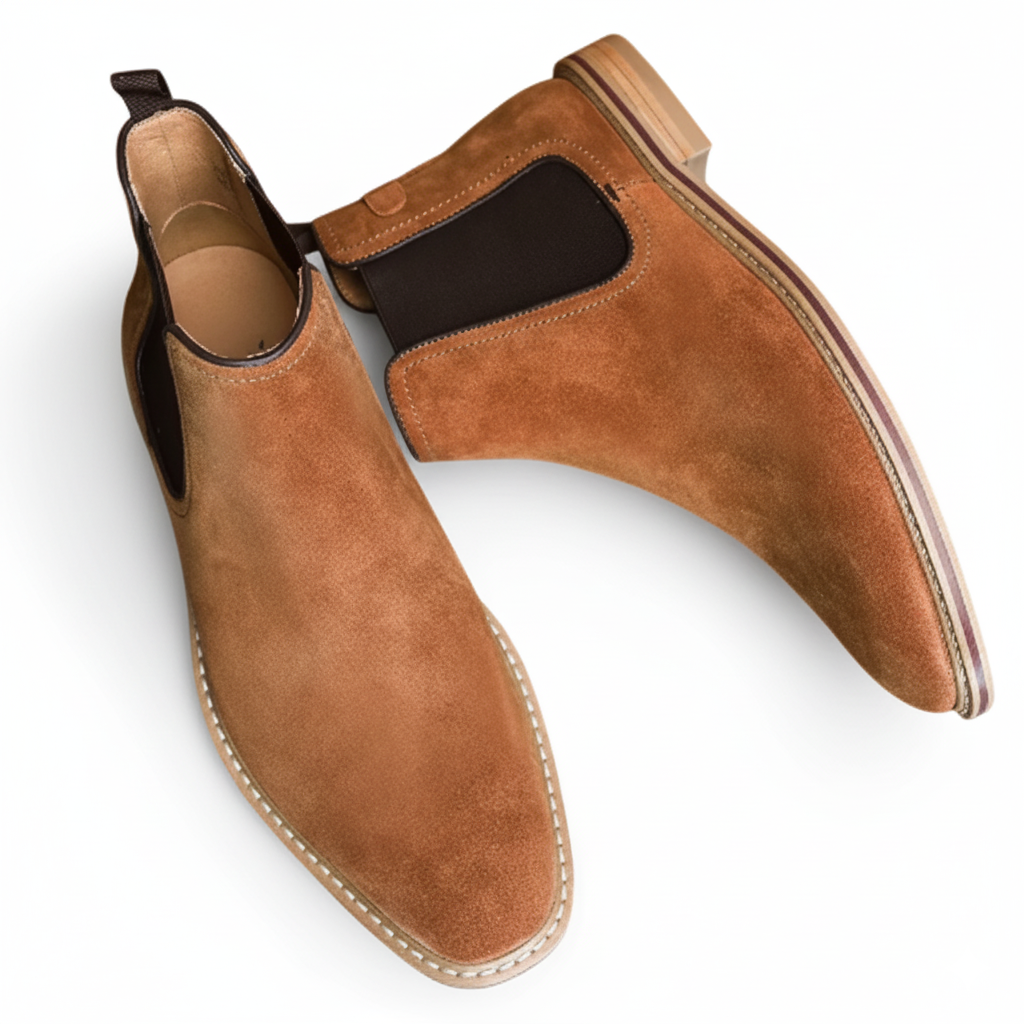 Handmade Suede Cambridge Chelsea Boot - Coffee