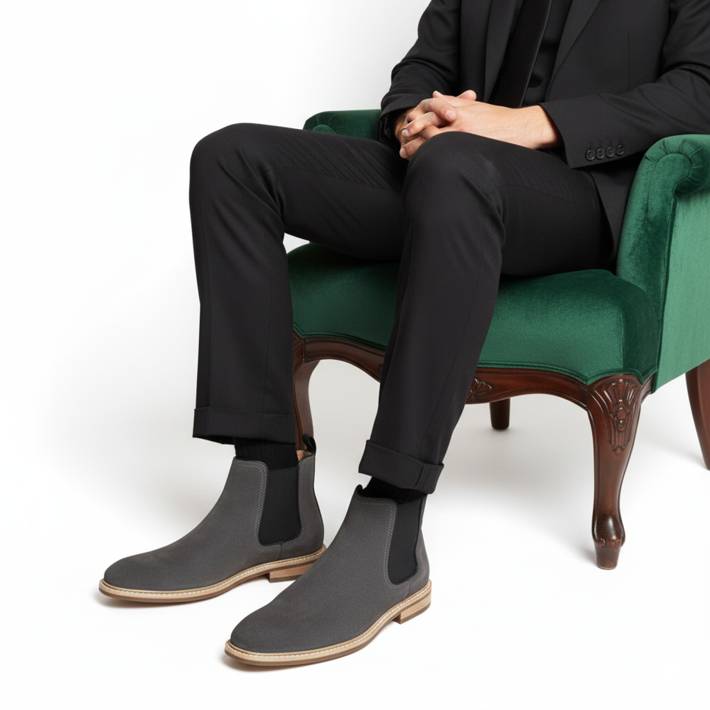 Handmade Suede Cambridge Chelsea Boot - Grey