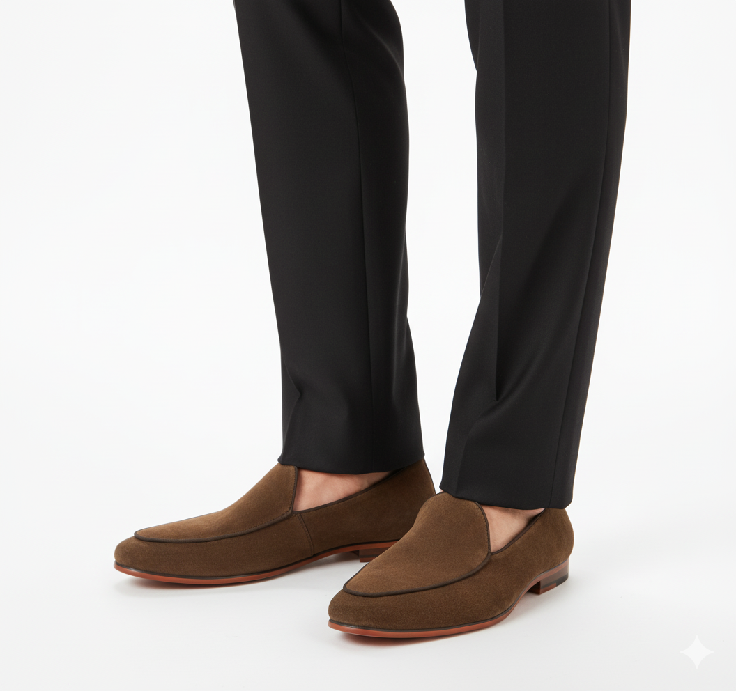 Handcrafted Suede Leather Corvelli Loafers - Brown