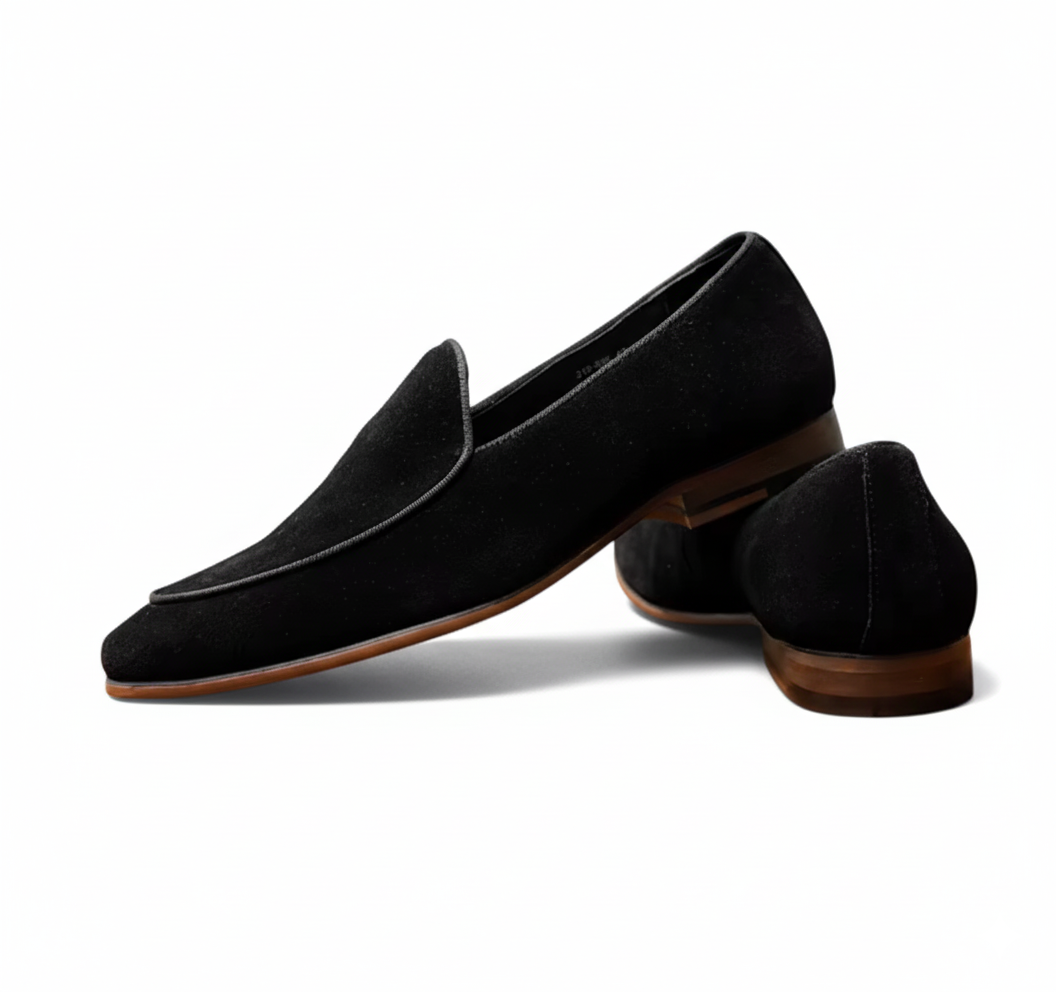 Handcrafted Suede Leather Corvelli Loafers - Black