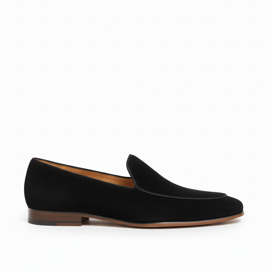 Handcrafted Suede Leather Corvelli Loafers - Black