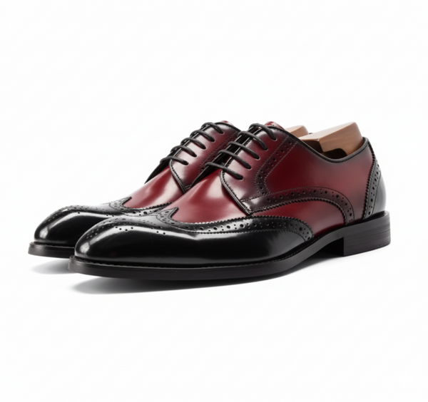 Handcrafted Venturo Brogue Derby - Black and Red