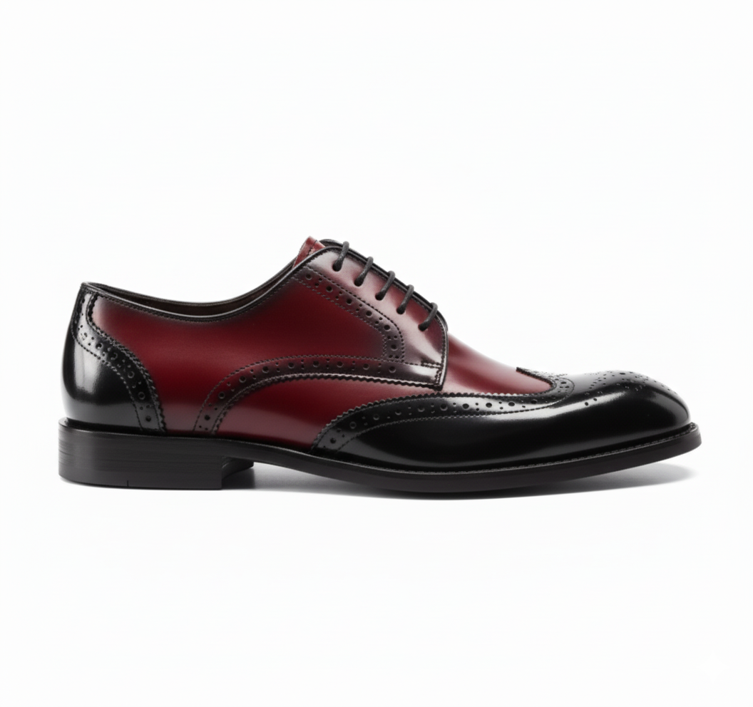 Handcrafted Venturo Brogue Derby - Black and Red