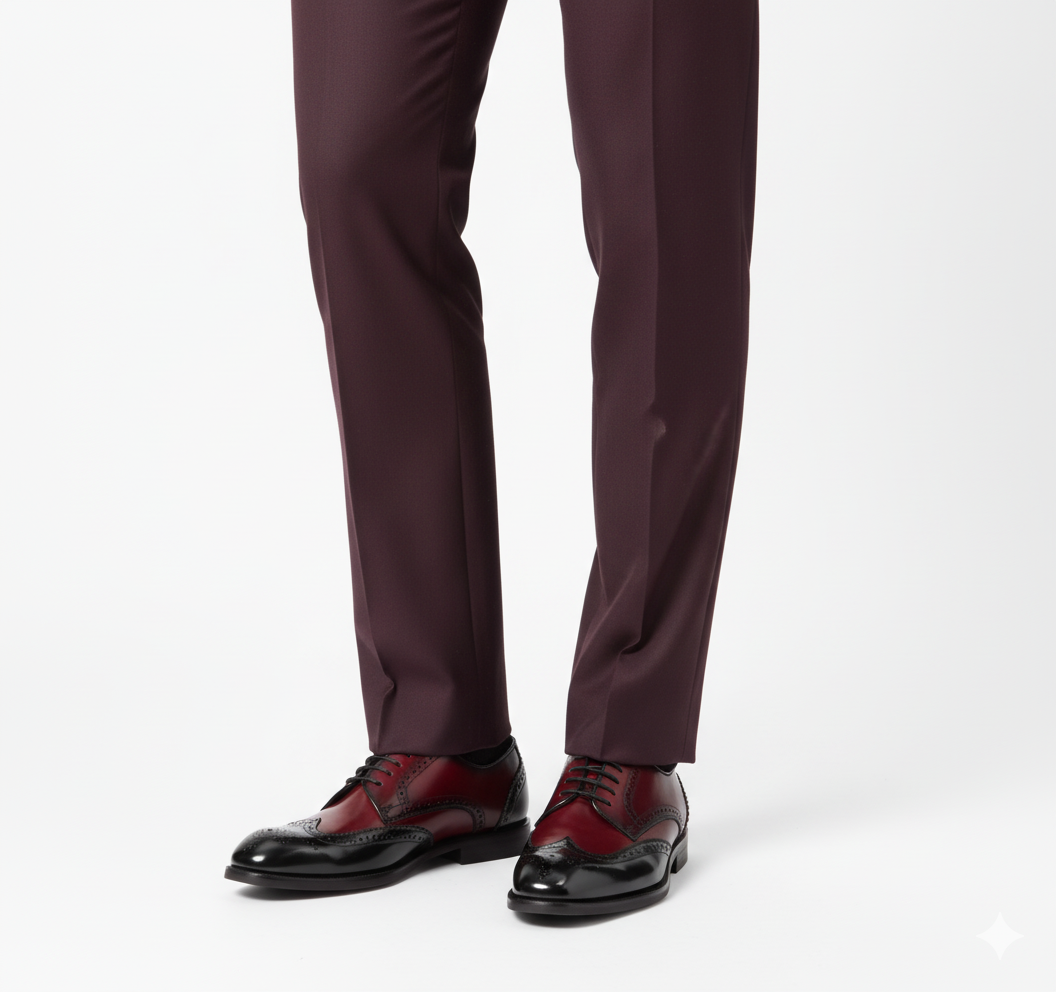 Handcrafted Venturo Brogue Derby - Black and Red