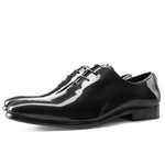 Load image into Gallery viewer, Langford Oxford Wholecut - Black Shiny Chalk Stripe
