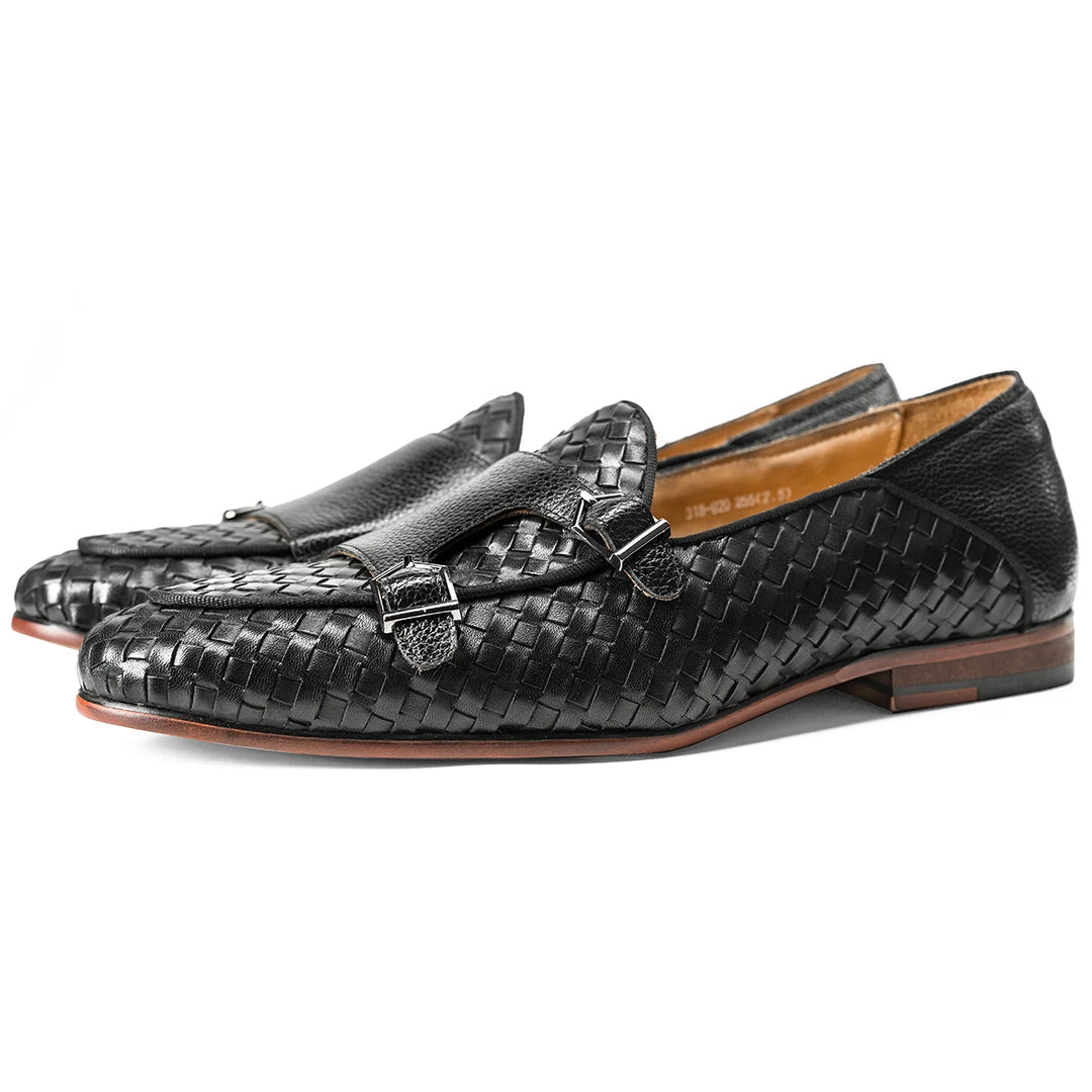 Intreccio Double Monk Strap - Black