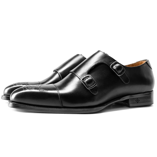 Handcrafted St. Albans Double Monk Strap - Black