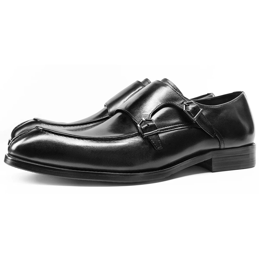 Handcrafted Altiere Double Monk Strap - Black