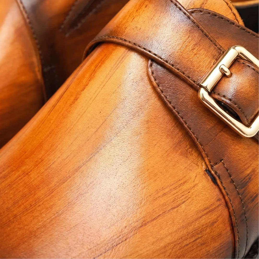 Romano Monk Strap - Cognac Brown
