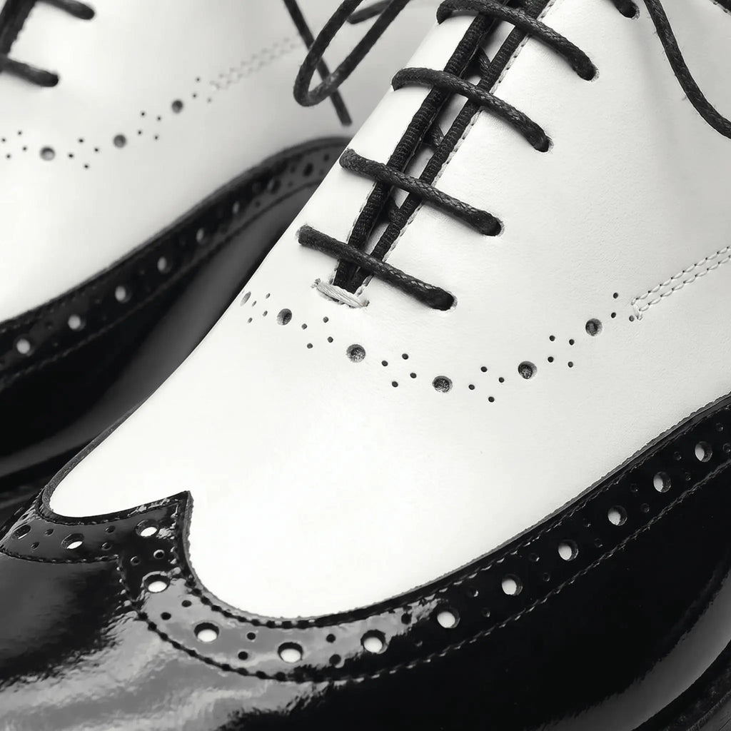 Charleston Oxford Brogue - White with Black