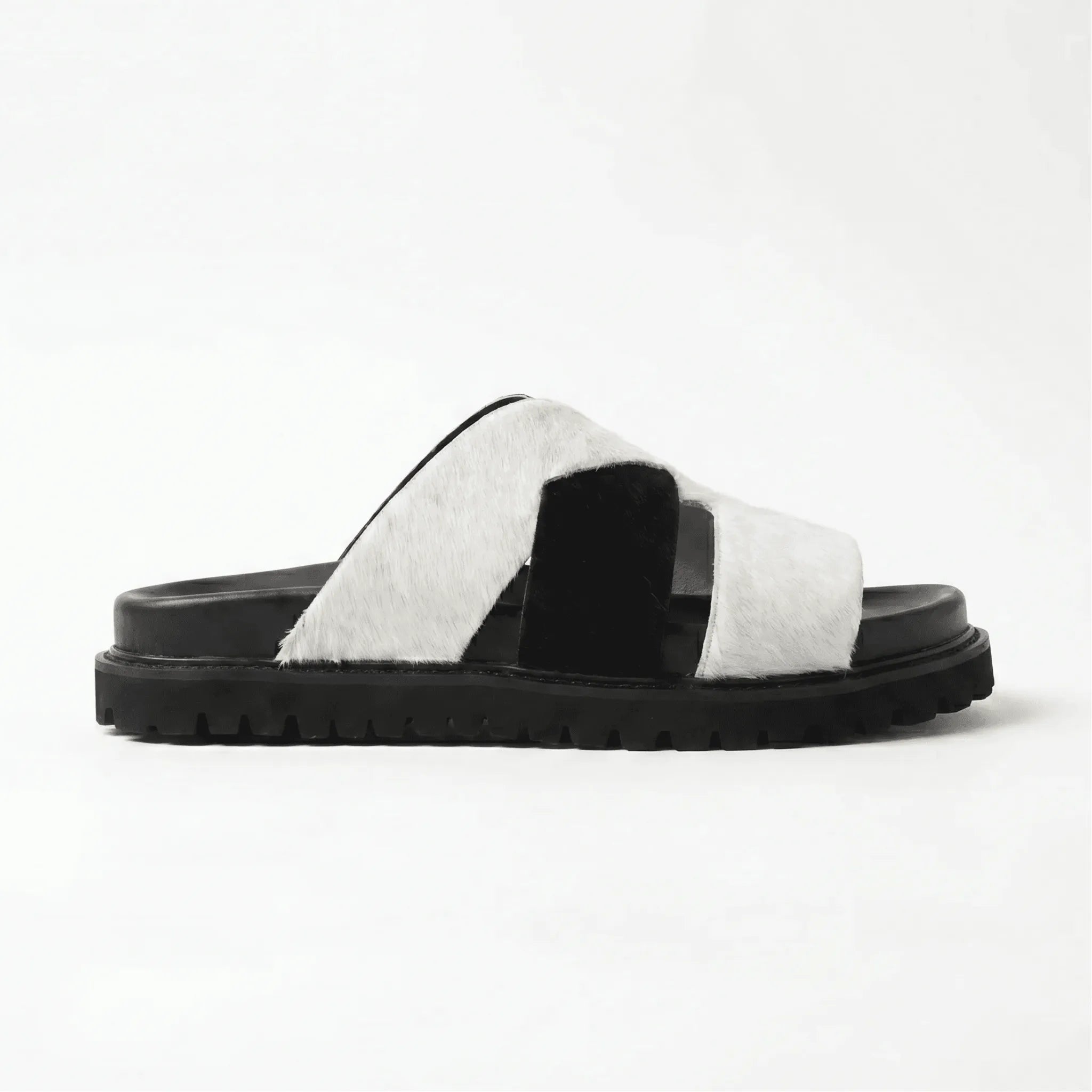 Marbella Cross-Strap Sandal - White and Black