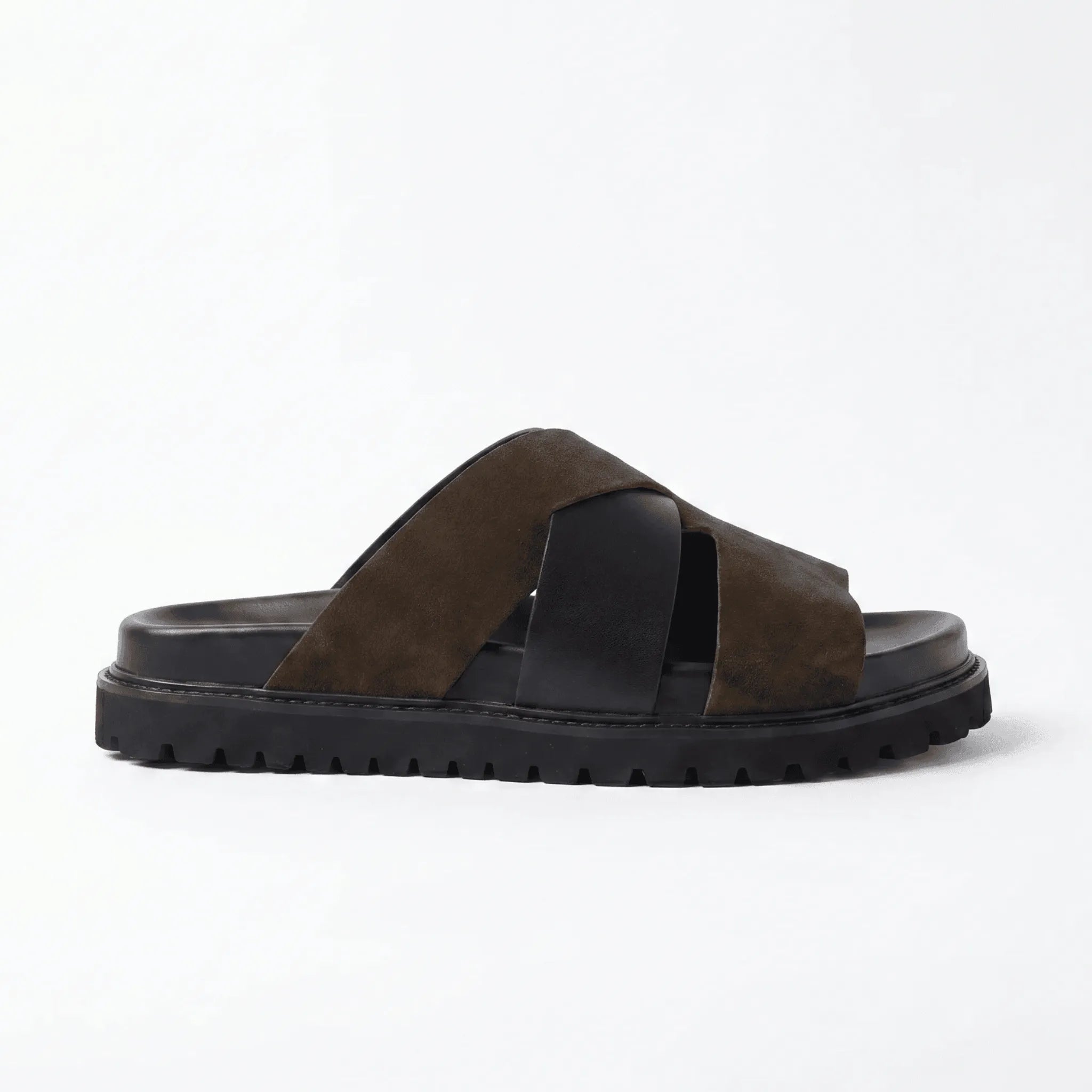 Marbella Cross-Strap Sandal - Coffee and Black