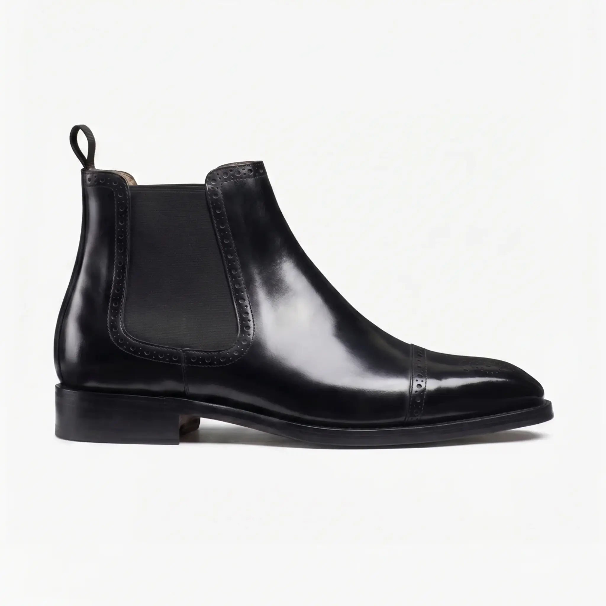 Lorvain Chelsea Brogue Cap-Toe Boot - Black