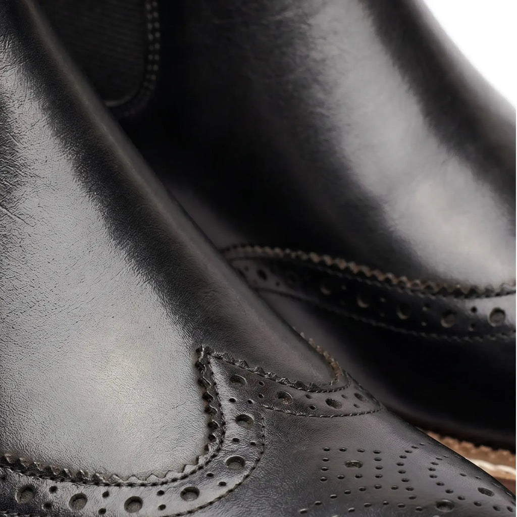 Cavendish Chelsea Brogue Boot - Black