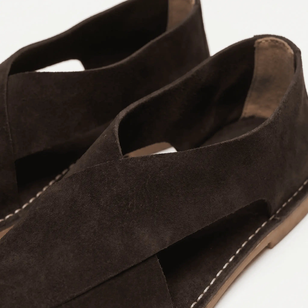 Santorini Cross-Strap Sandal - Coffee
