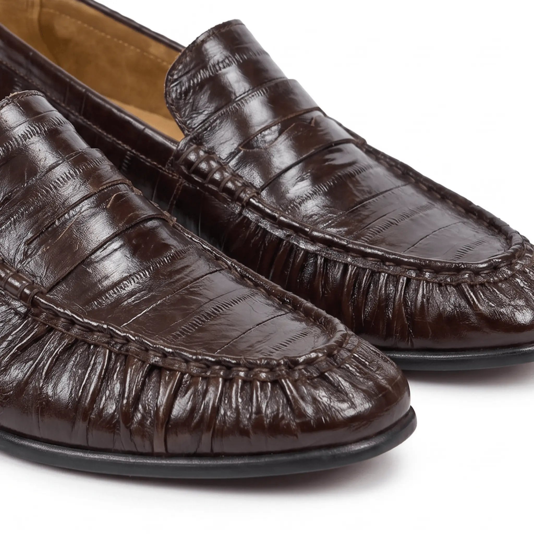 Marvoux Eel Leather Penny Loafer - Wine