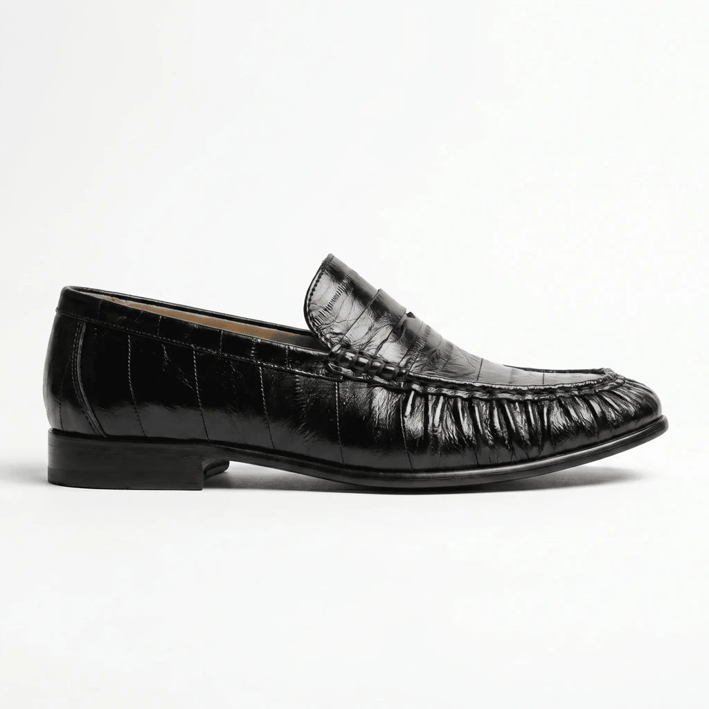 Marvoux Eel Leather Penny Loafer - Black