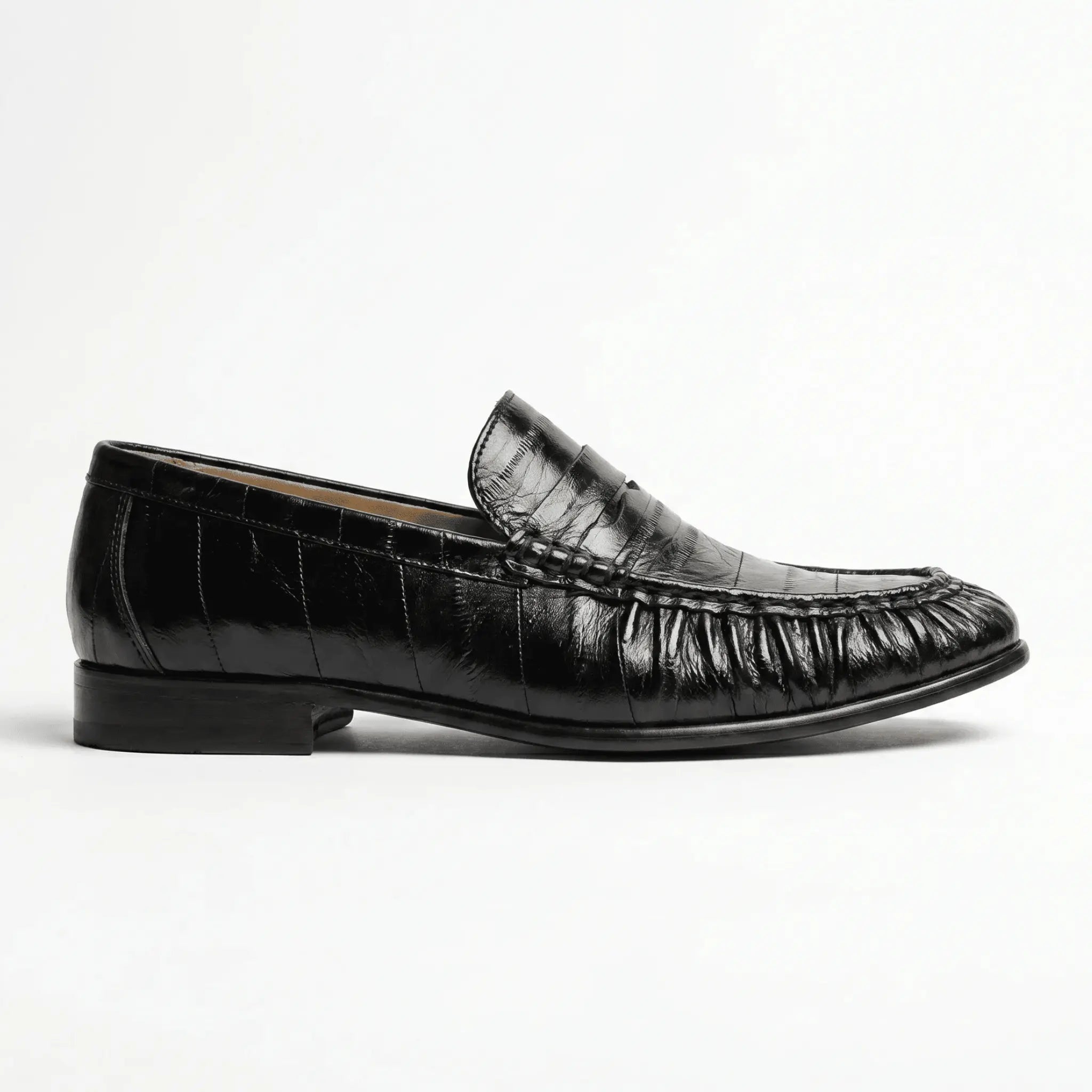 Marvoux Eel Leather Penny Loafer - Black