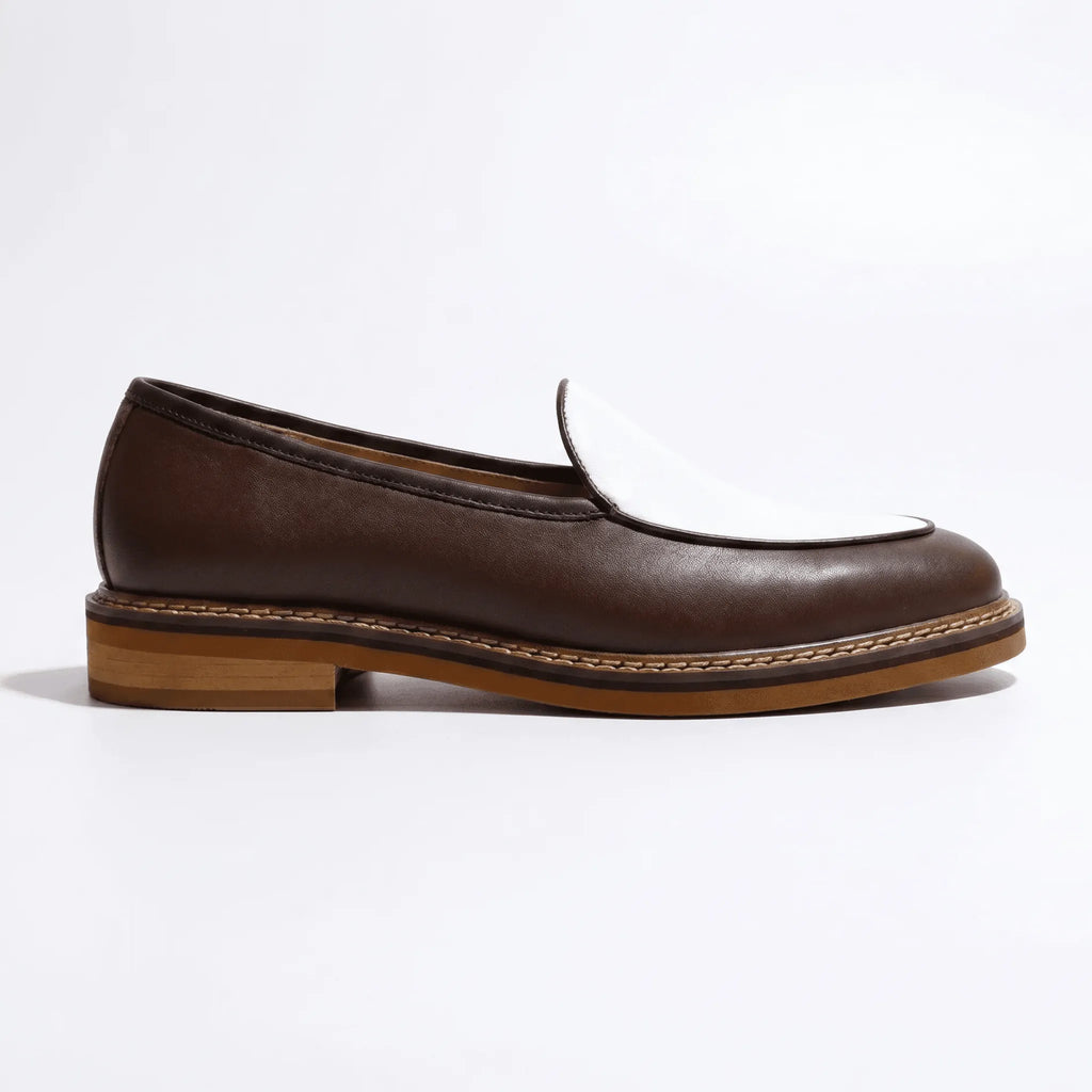 Scultore Belgian Loafer - Coffee and White