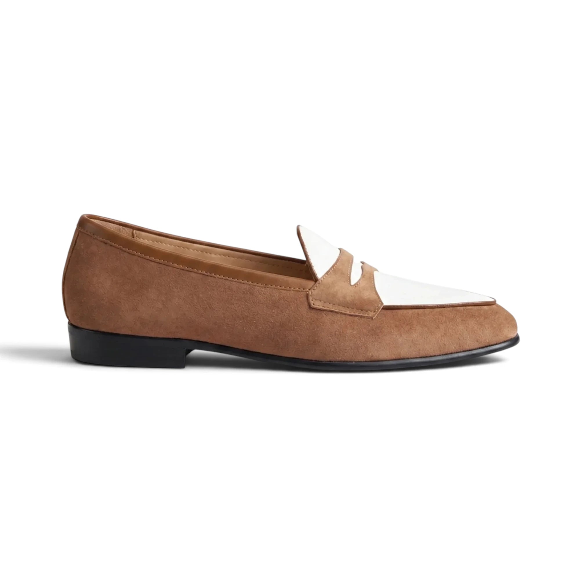Amalfi Panel Loafer - Brown and White