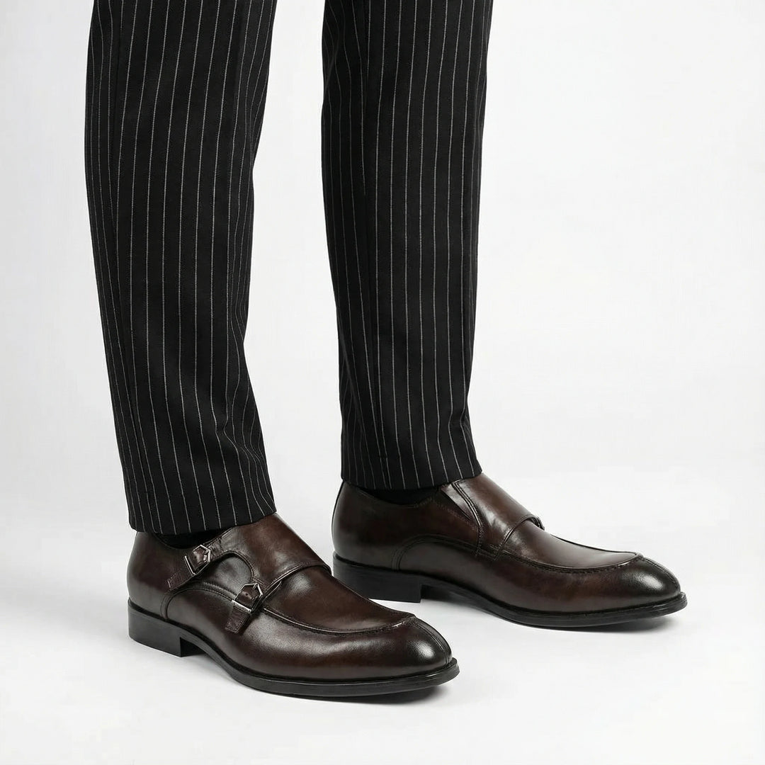 Handcrafted Altiere Double Monk Strap - Coffee