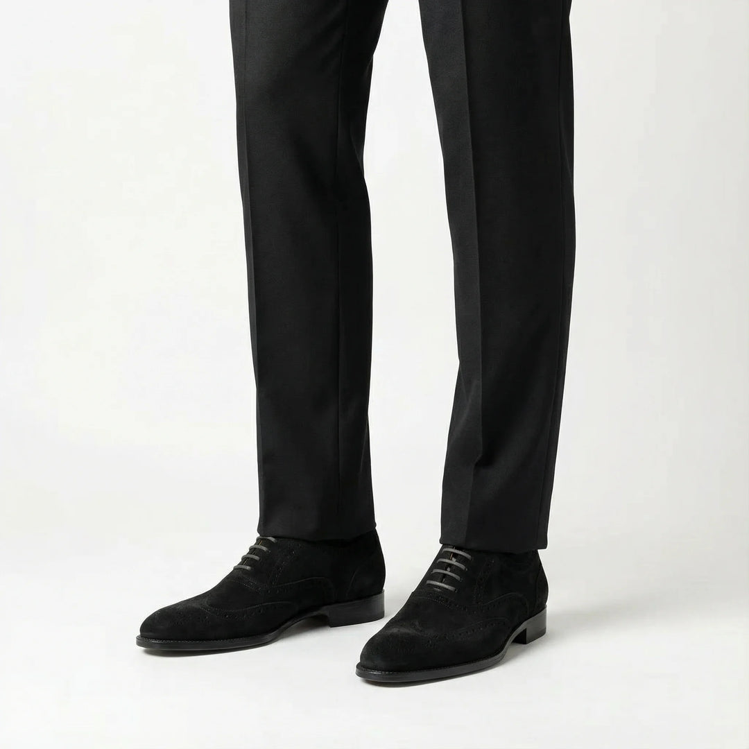Handcrafted Suede Macellinni Oxford - Black